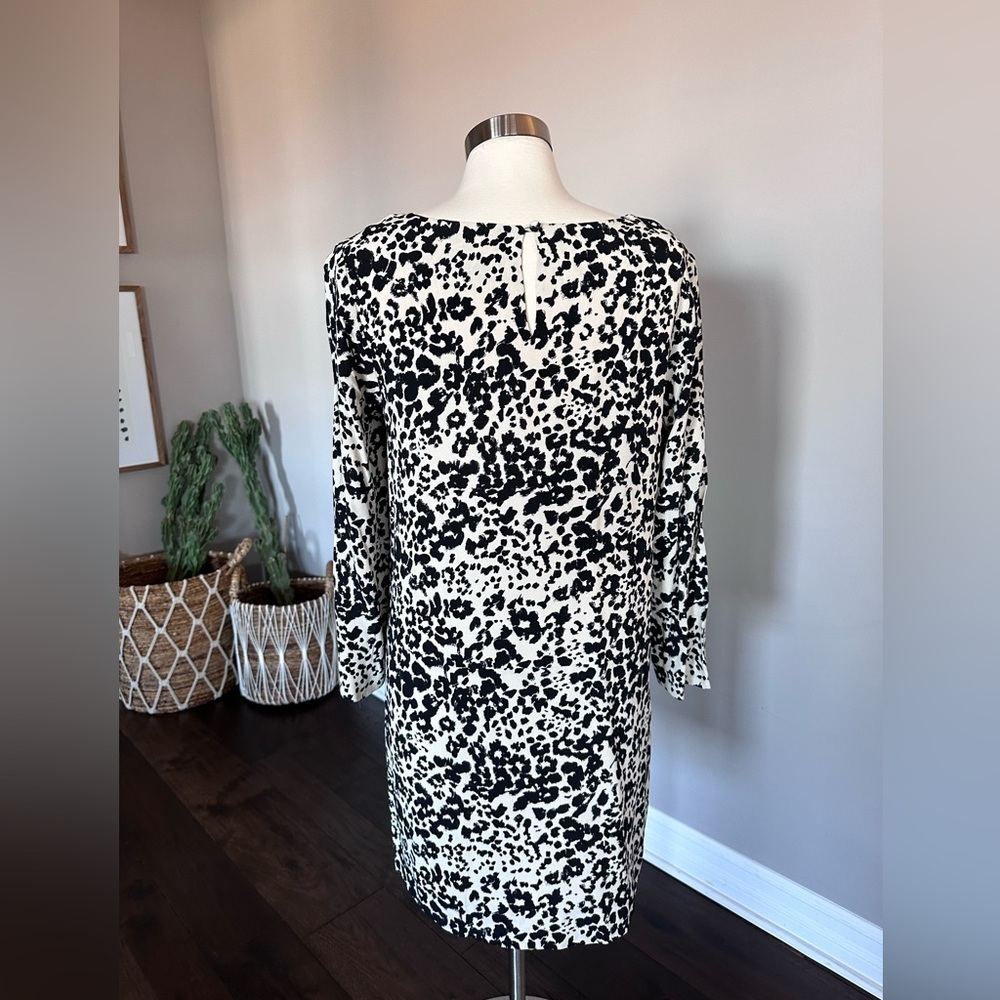 J. Crew Jules Shift Dress Mini Long-Sleeve Snowcat Leopard 12 MCM Mod Retro 60's - Picture 6 of 14